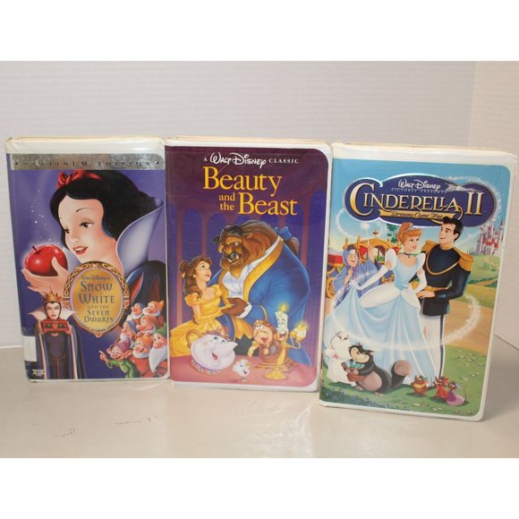3 Walt Disney VHS Beauty & the Beast, Snow White & - Picture 1 of 4